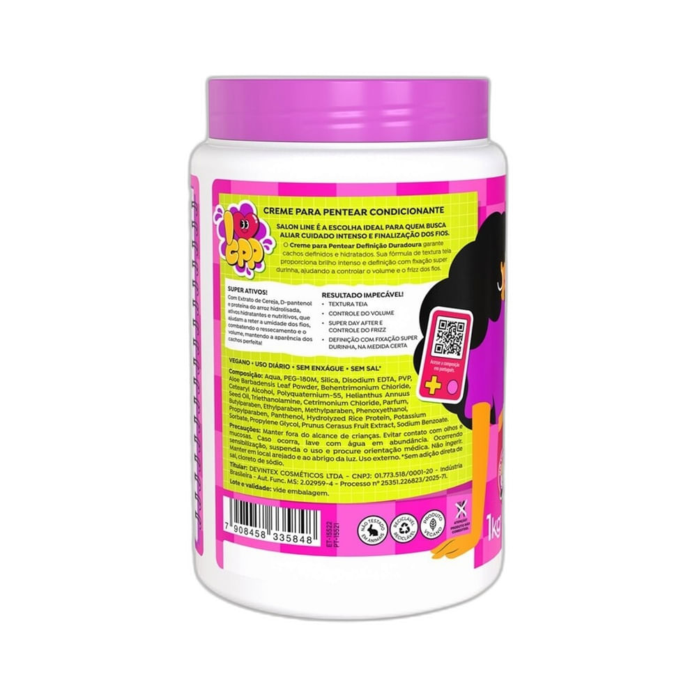 Creme de Pentear Salon Line Definição Duradoura Cachos à Prova 1kg em frasco rosa e branco